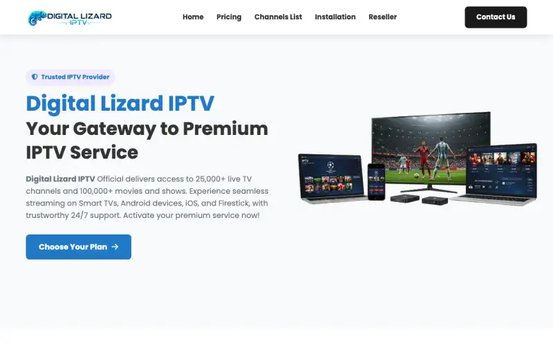 Homepage of Digitalizard IPTV at www.digitalizardiptvi.com