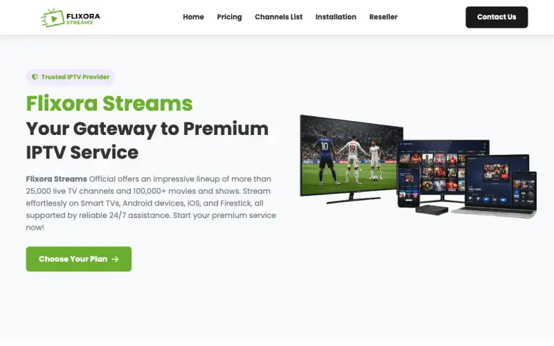 Homepage of Flixora Streams at www.flixorastreams.com