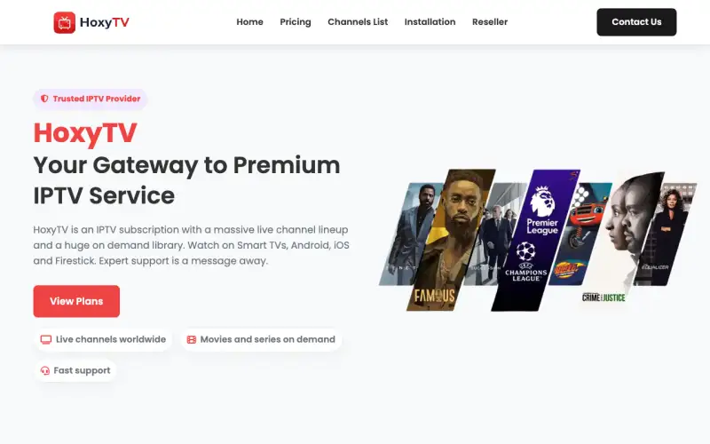 Homepage of Hoxy TV at tv.hoxy-tv.com