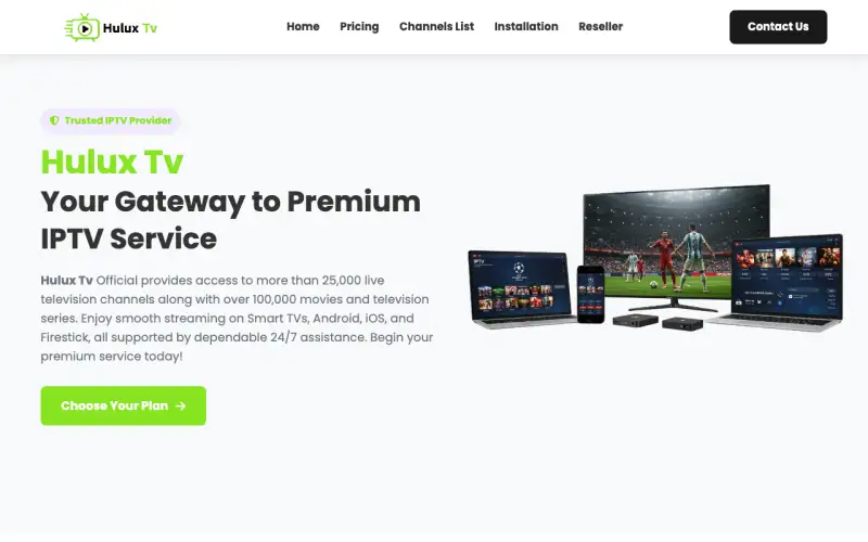 Homepage of Hulux TV at www.hulux-tv.com