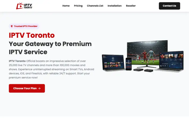 Homepage of IPTV Toronto HD at www.iptvtorontohd.com