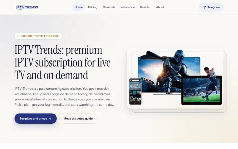 Homepage of IPTV Trends 4K at www.iptvtrends4k.com