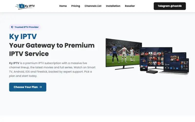 Homepage of KY IPTV at 4k.kyiptvi.com
