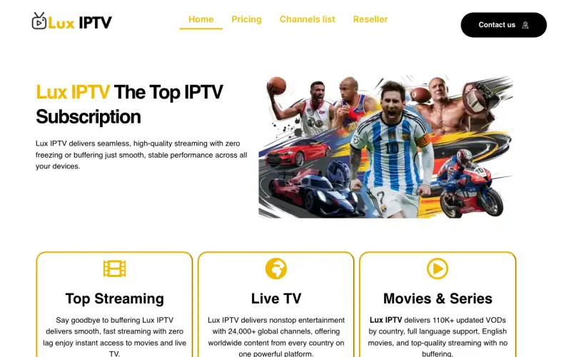 Homepage of Lux IPTV at ww1.luxiptvi.com