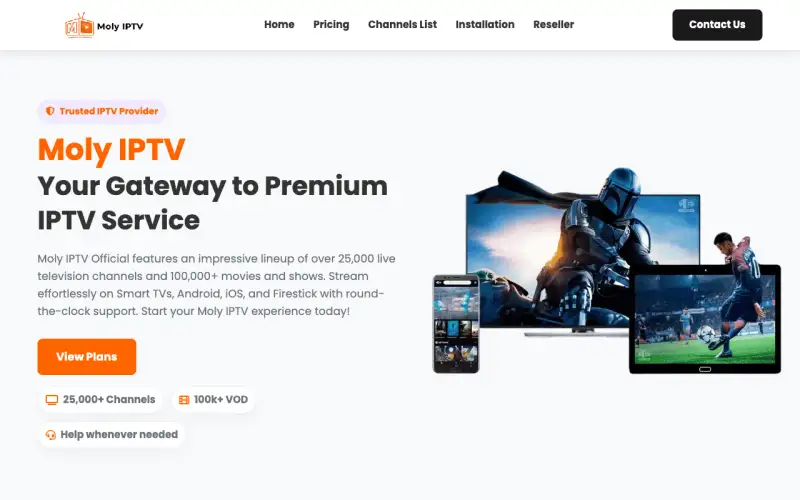 Homepage of Moly IPTV at molyiptvi.com
