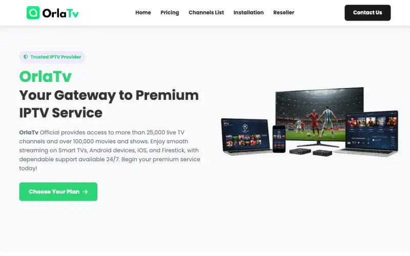 Homepage of Orla TV 4K at www.orlatv4k.com