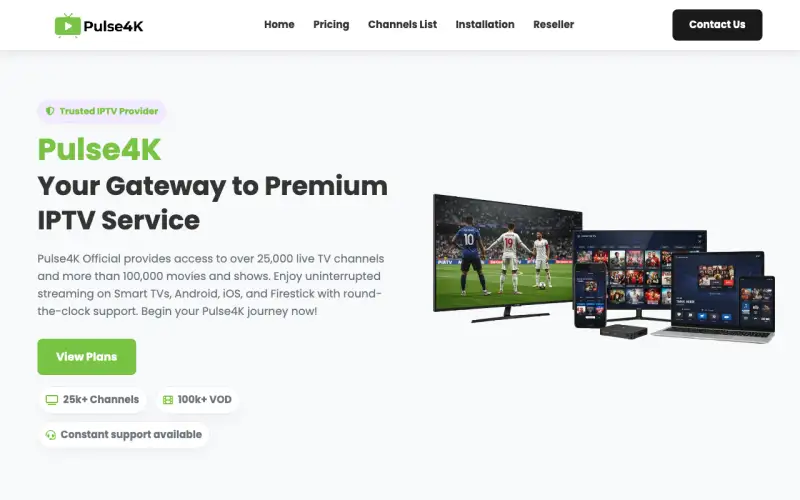 Homepage of Pulse4K at www.pulse4kstore.com