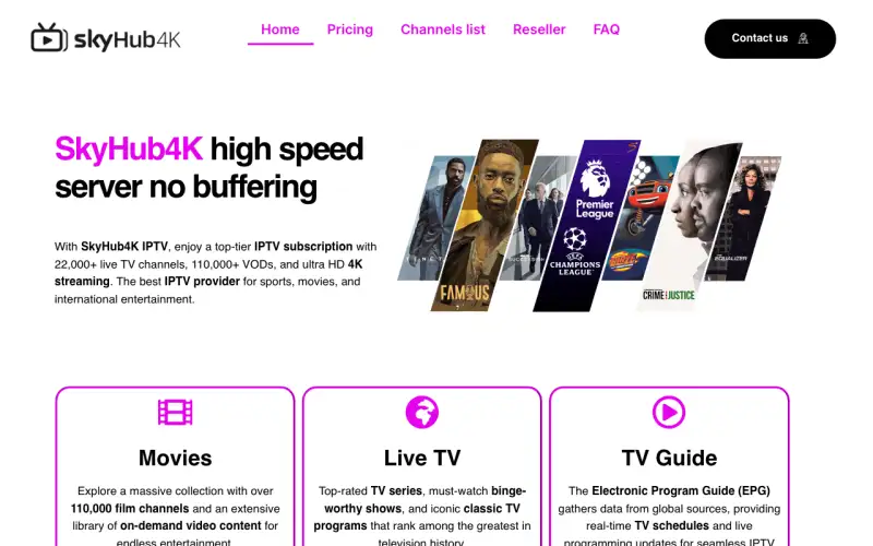 Homepage of SkyHub 4K at ww3.skyhub4k.org