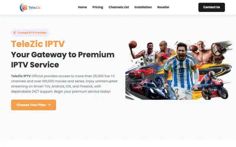 Homepage of Telezic TV at www.telezictv.com