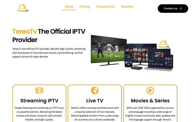 Homepage of Terea TV at tv.tereatv.store