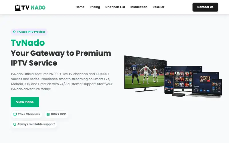 Homepage of TV Nado Store at www.tvnadostore.com