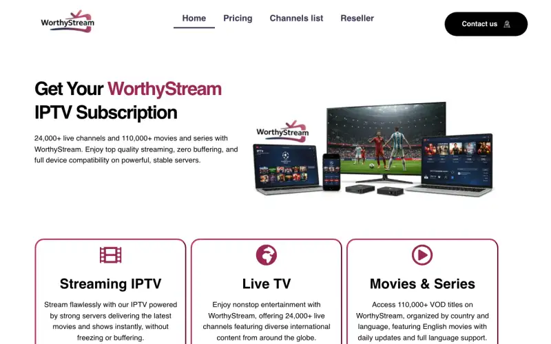 Homepage of Worthy Stream at www.worthystreamofficial.com